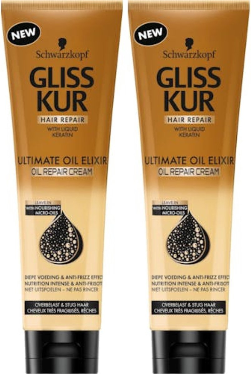 alliantie Opvoeding huid Gliss Kur Ultimate Oil Repair Haar Crème Voordeelbundel - 2 x 150 ml -  VoordeelBazaar